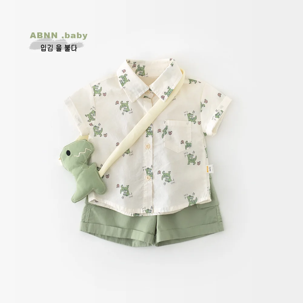 conjunto-de-dos-piezas-de-verano-para-ninos-camiseta-de-manga-corta-con-estampado-de-dinosaurios-conjunto-completo-para-bebe-muneco-con-correa-gratis