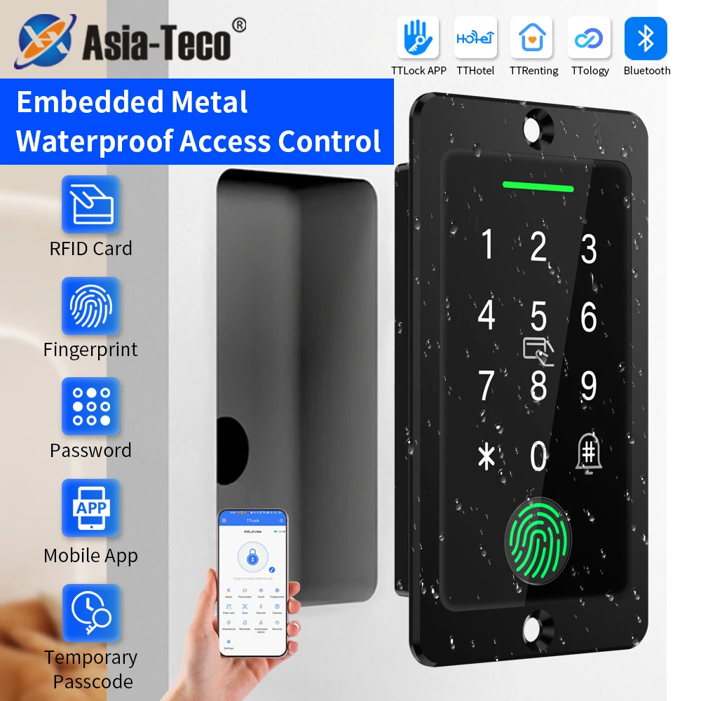 TTLOCK Smart Access Control System IP67 Waterproof Metal RFID Card Reader 13.56MHz Attendance Machine Gateway Remote Unlock  App