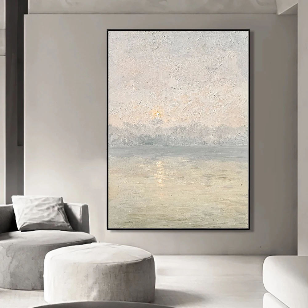 

Abstract Light Color Texture Painting Modern Minimalist Warm Colors Wall Art Handmade Artwork for Wall Decor Sunset Painting