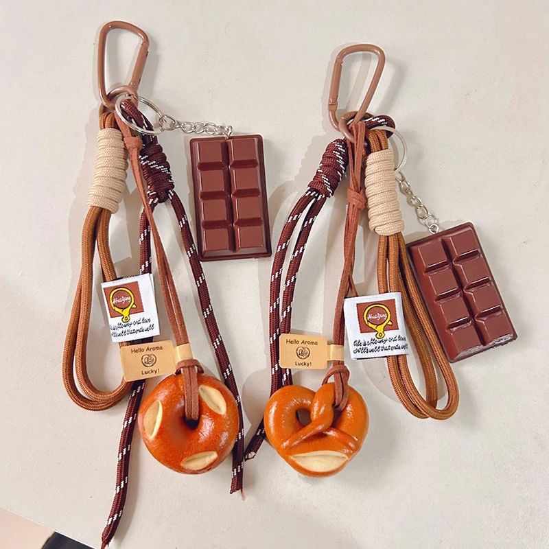 Original Bread Pendant Keychain Nylon Woven Rope Pendant DIY Trendy Mixed Bag Phone Decor Handmade Women Gift
