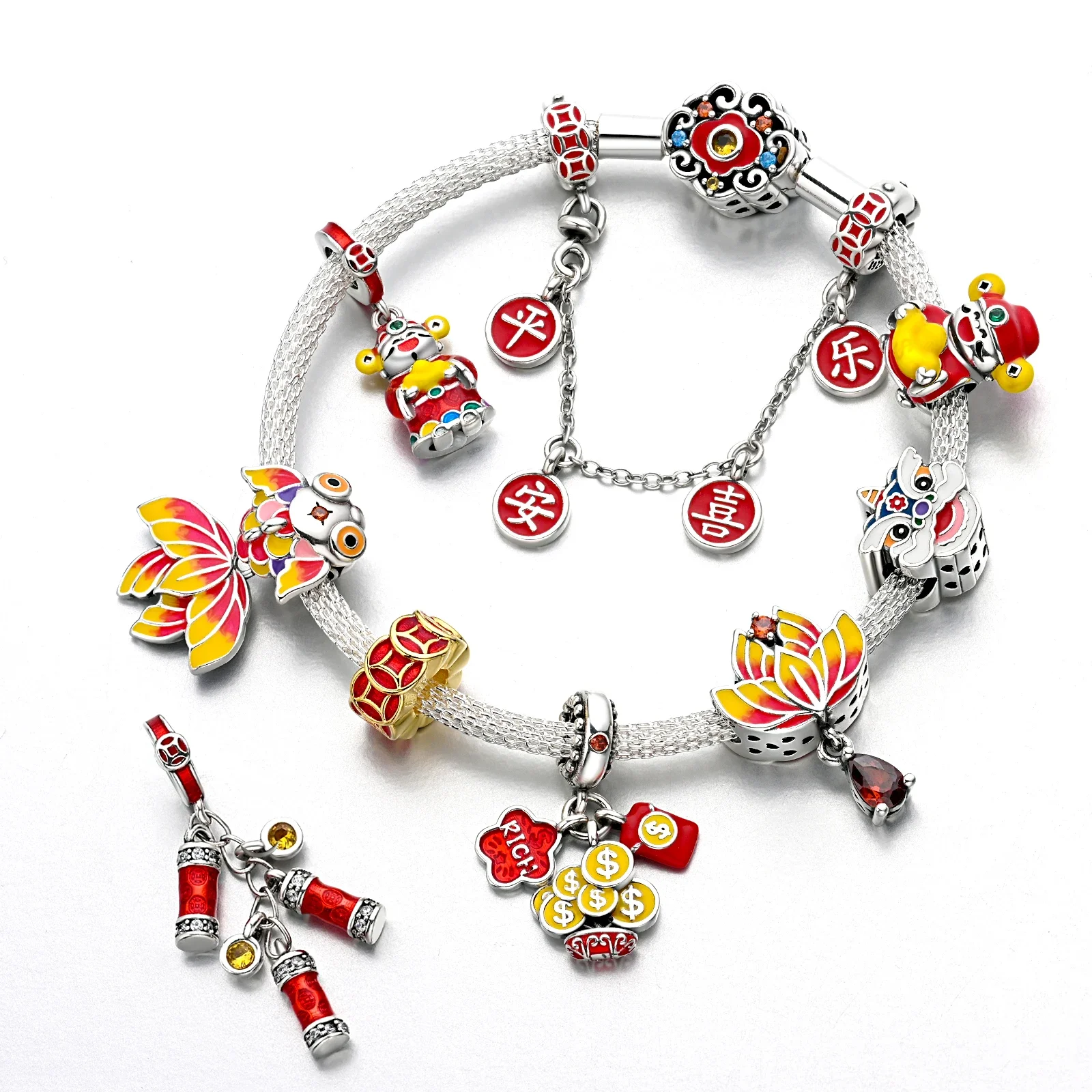 Silver 925 2025 Chinese New Year Elements Charms Original Beads Fit Bracelets for Women DIY Fine Jewelry Gift Party Matching