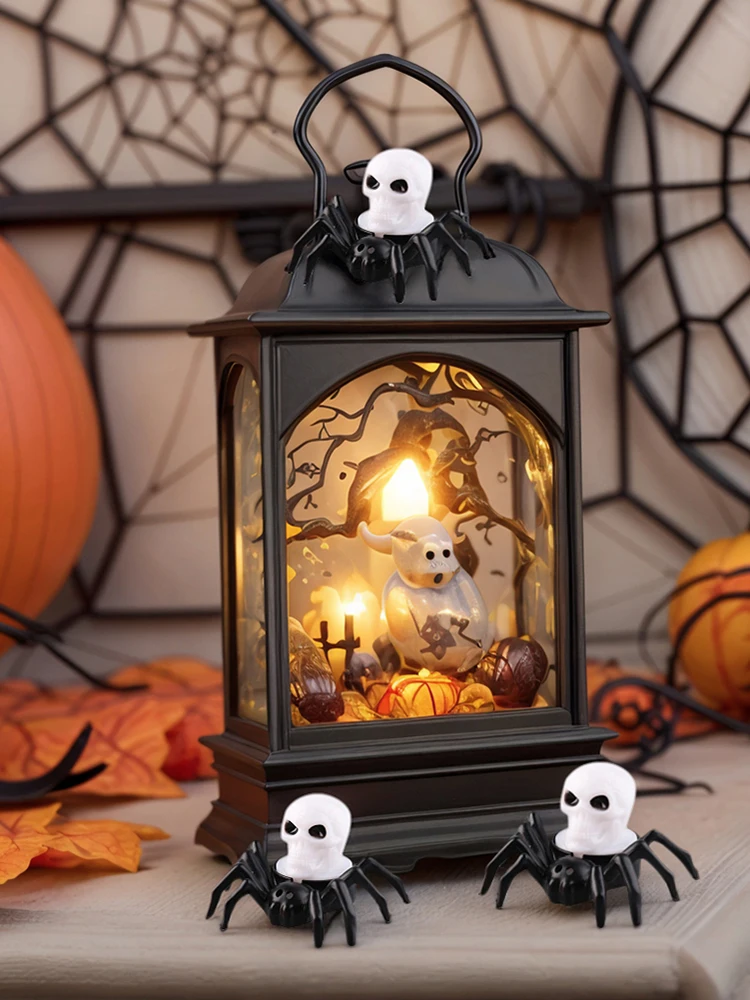 12 قطعة LED للهالوين رعب العنكبوت ضوء بطارية تعمل العنكبوت الخلفي العين ظهرت شمعة مصباح لديكورات حفلات الهالوين #4