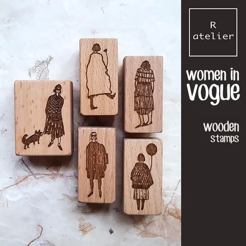 Stamp Scrapbooking Women in Vogue 6 Types Stamping Journaling Kawaii Wooden Stamps