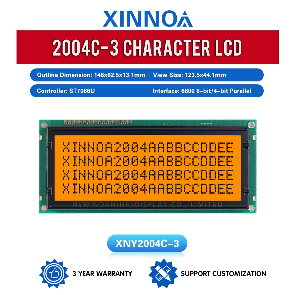 برتقالي فاتح أسود رسائل 2004C-3 شخصية كبيرة وحدة LCD 20X4 حرف وحدة 146*62.5 مللي متر تحكم ST7066U COB وحدة
