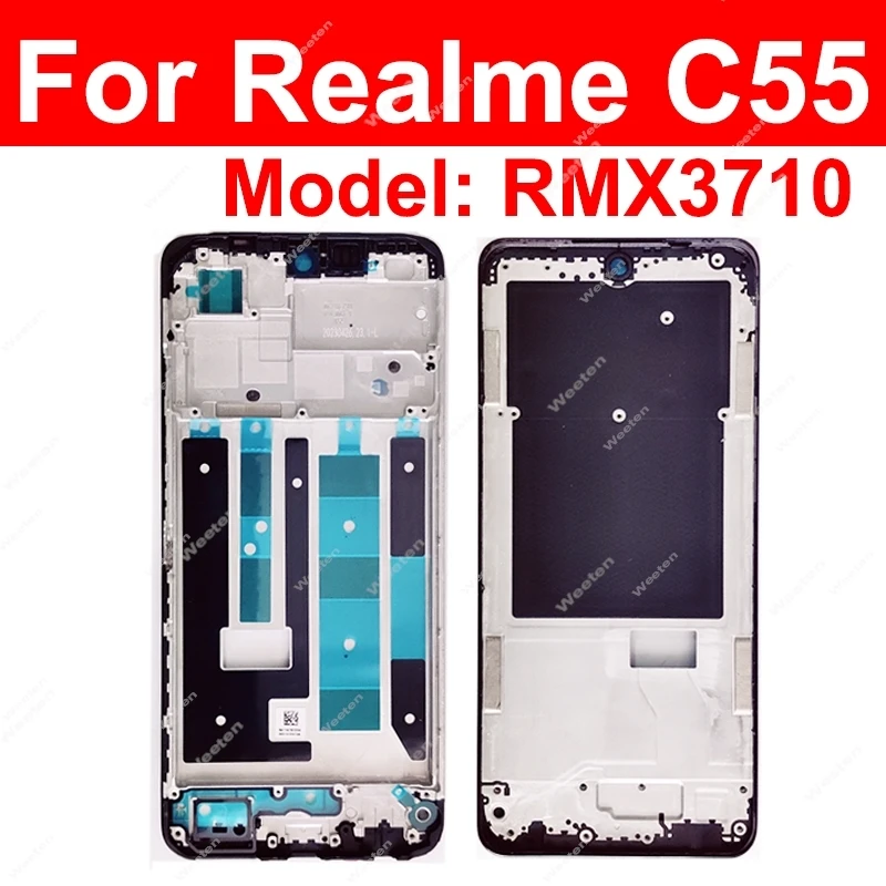 For Realme C51 C53 C55 C63 C65 C67 4G 5G Front LCD Frame Cover LCD Housing Holder Bezel Case Flex Repair Parts