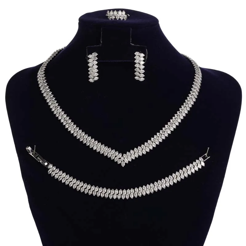 

Jewelry Sets HADIYANA Romantic Sweet Wedding Jewelry Necklace Bracelet Ring Earrings BN9296 Dress Accessories