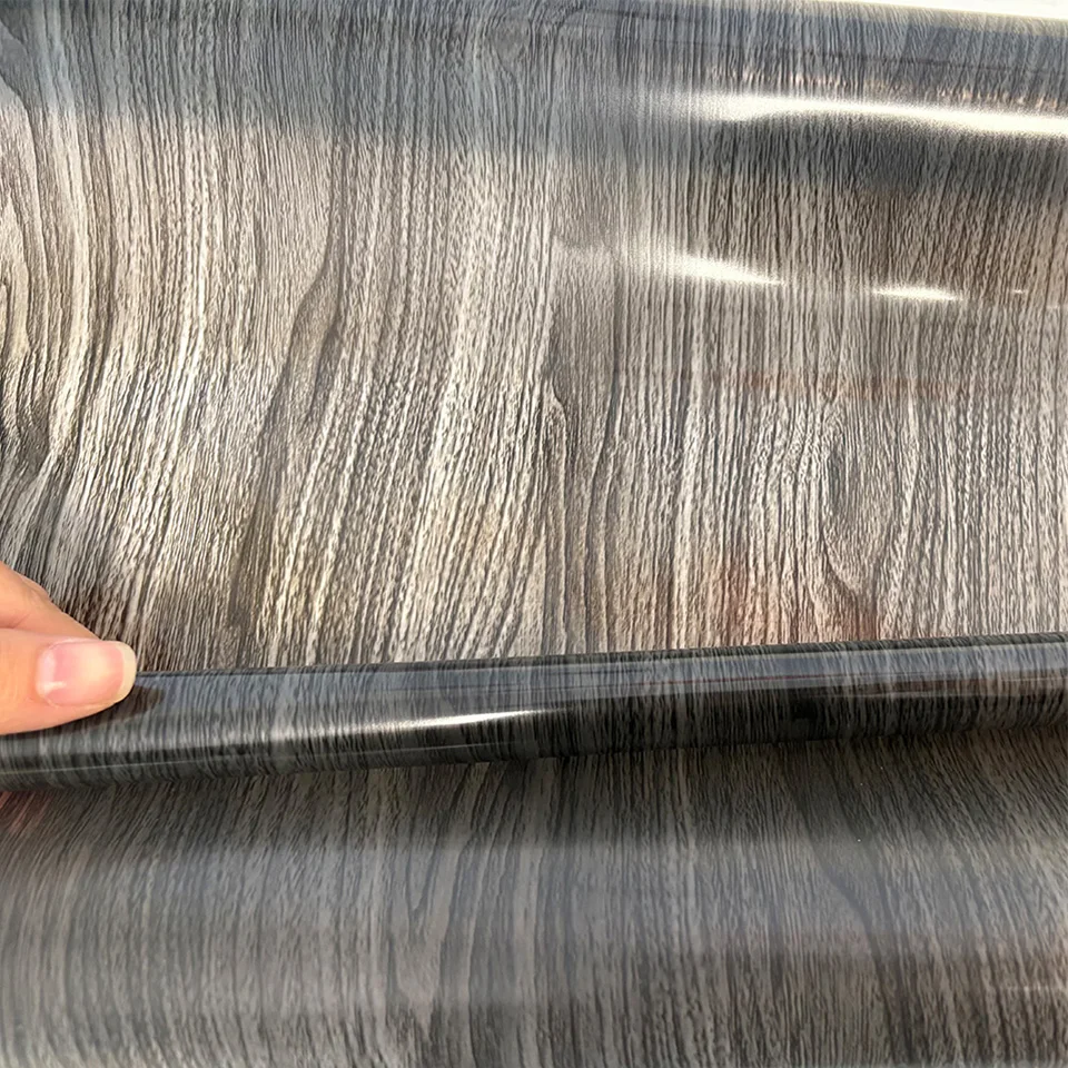 Dark Grey Walnut Wood Grain Hydrographic Water Transfer Printing Film,PVA Hydro Dip Film for Car Interior Curved Surface 55