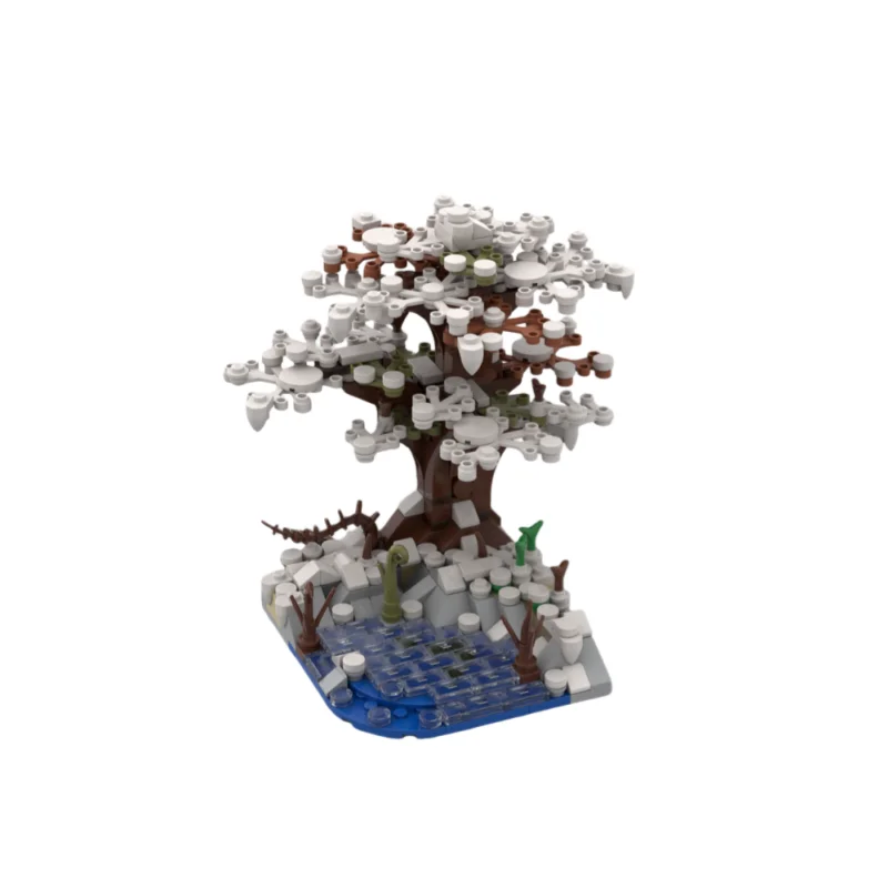 Modelo creativo de árbol de invierno modular arquitectónico MOC, bloques de juguete de construcción de partículas pequeñas, 348 piezas, adecuado para todos los entusiastas
