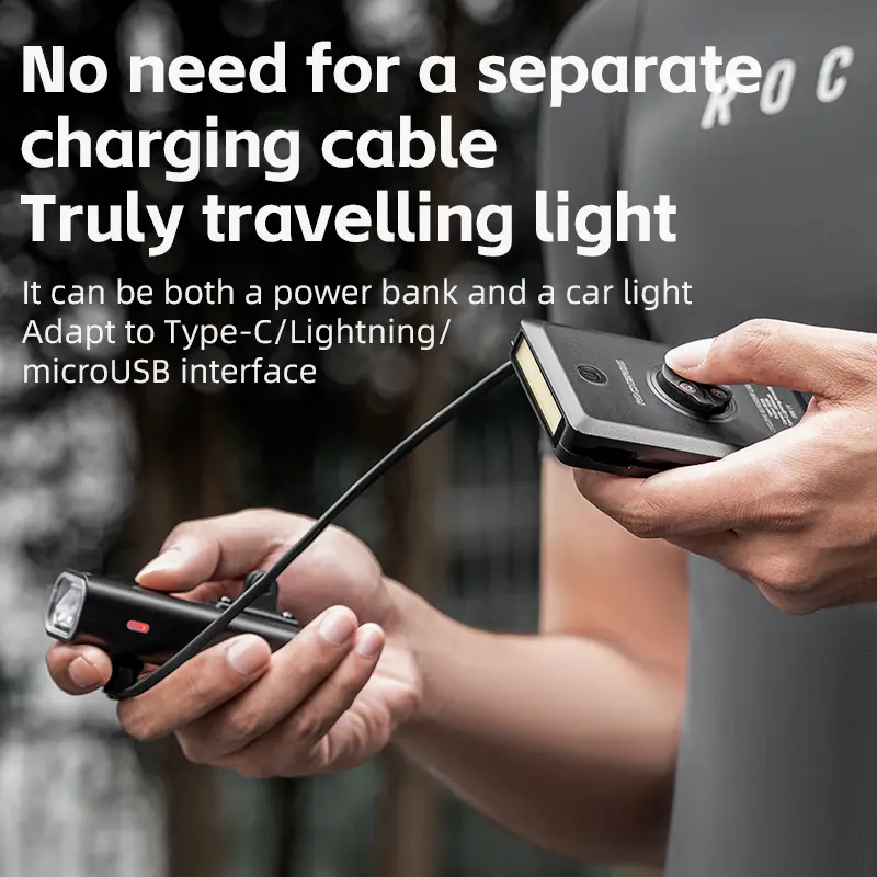 ROCKBROS Bike Powerbank Light 5000mAh 10000mAh Type-C Lightning MicroUSB Cycling Lamp Front Light Handlebar Bicycle Headlights - 3
