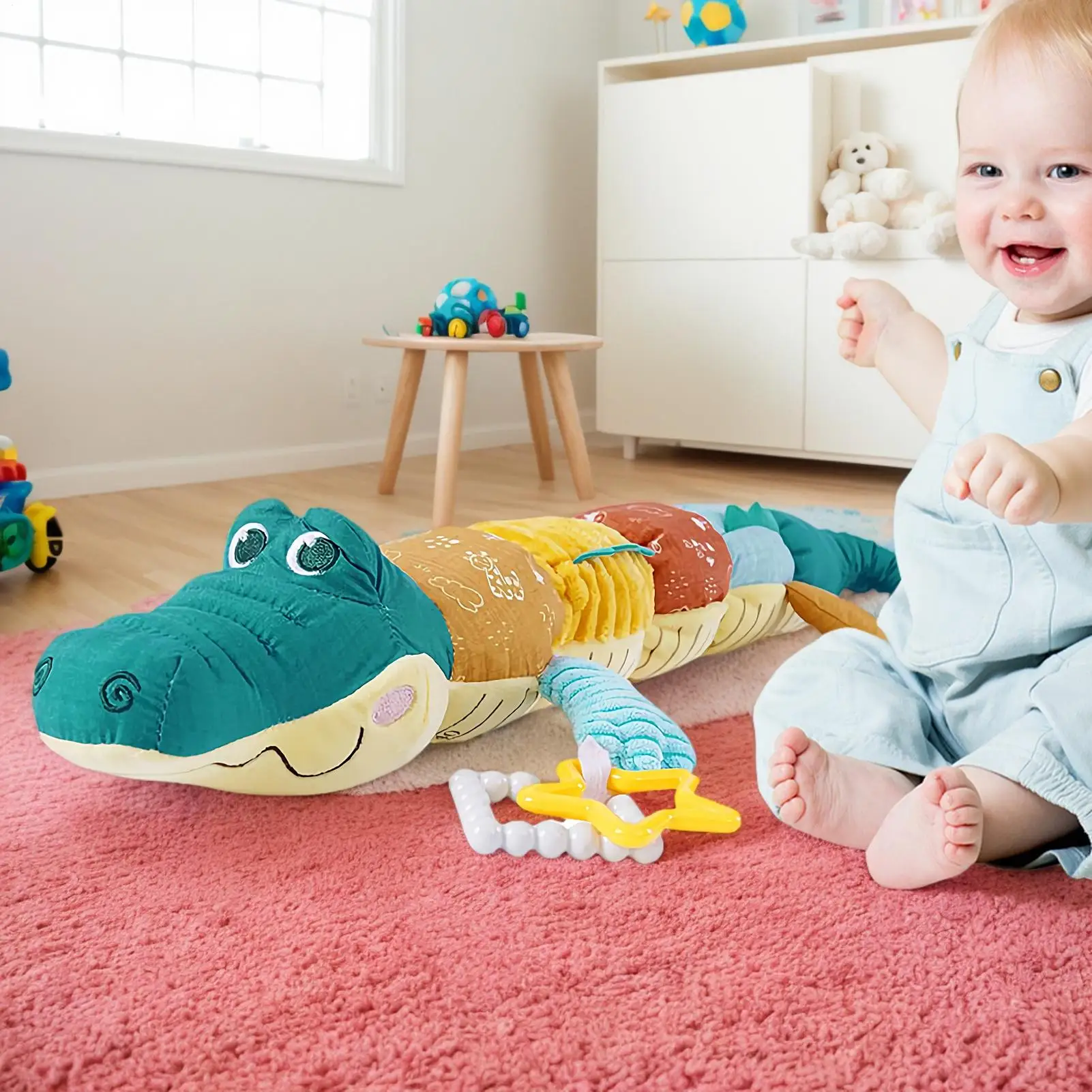 Sensory ของเล่นสําหรับทารกนุ่มดนตรีการเรียนรู้ก่อนวัยเรียนจระเข้ Crinkle Rattle Teether ของเล่นสําหรับเด็กผู้หญิงเด็กวัยหัดเดินภายในบ้าน