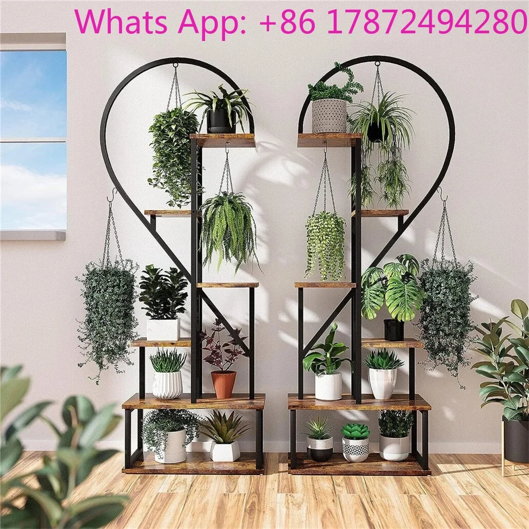 Home Creative Half Heart Ladder Hanging Plant Shelf Rack Plant Stand Half Heart Shaped Multiple Planter Rack Flower Display