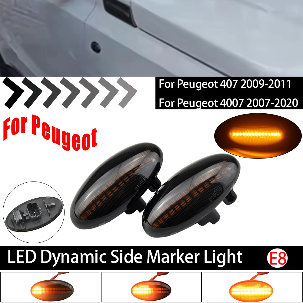 

For Peugeot 307 206 207 407 107 For Citroen C1 C2 C3 Jumpy Dynamic LED Side Marker Flowing Turn Signal Light Sequential Blinker