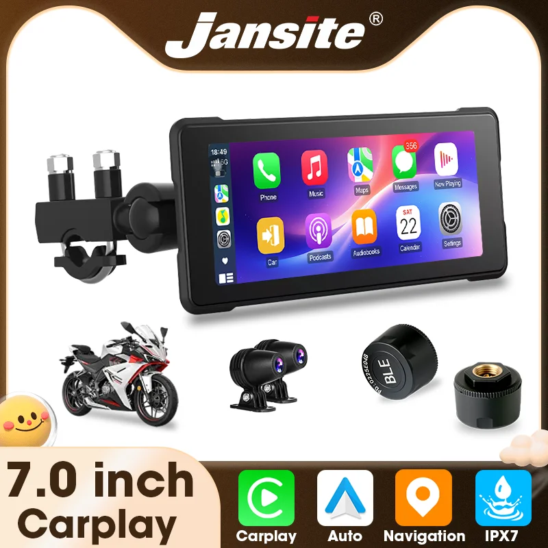 

Srnubi 7'' Motorcycle Carplay Android Auto Optional TPMS Portable Navigation IPX7 Waterproof WIFI Digital Motorcycle Dashboard