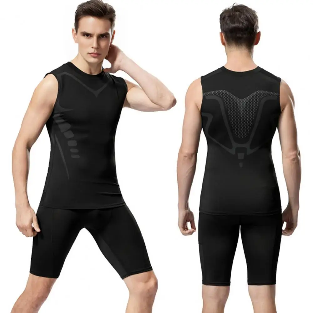 

Fitness Vest for Posture Improvement Men's Round Neck Fitness Vest Breathable Sport Top for Vitality Enhancement Body for Active