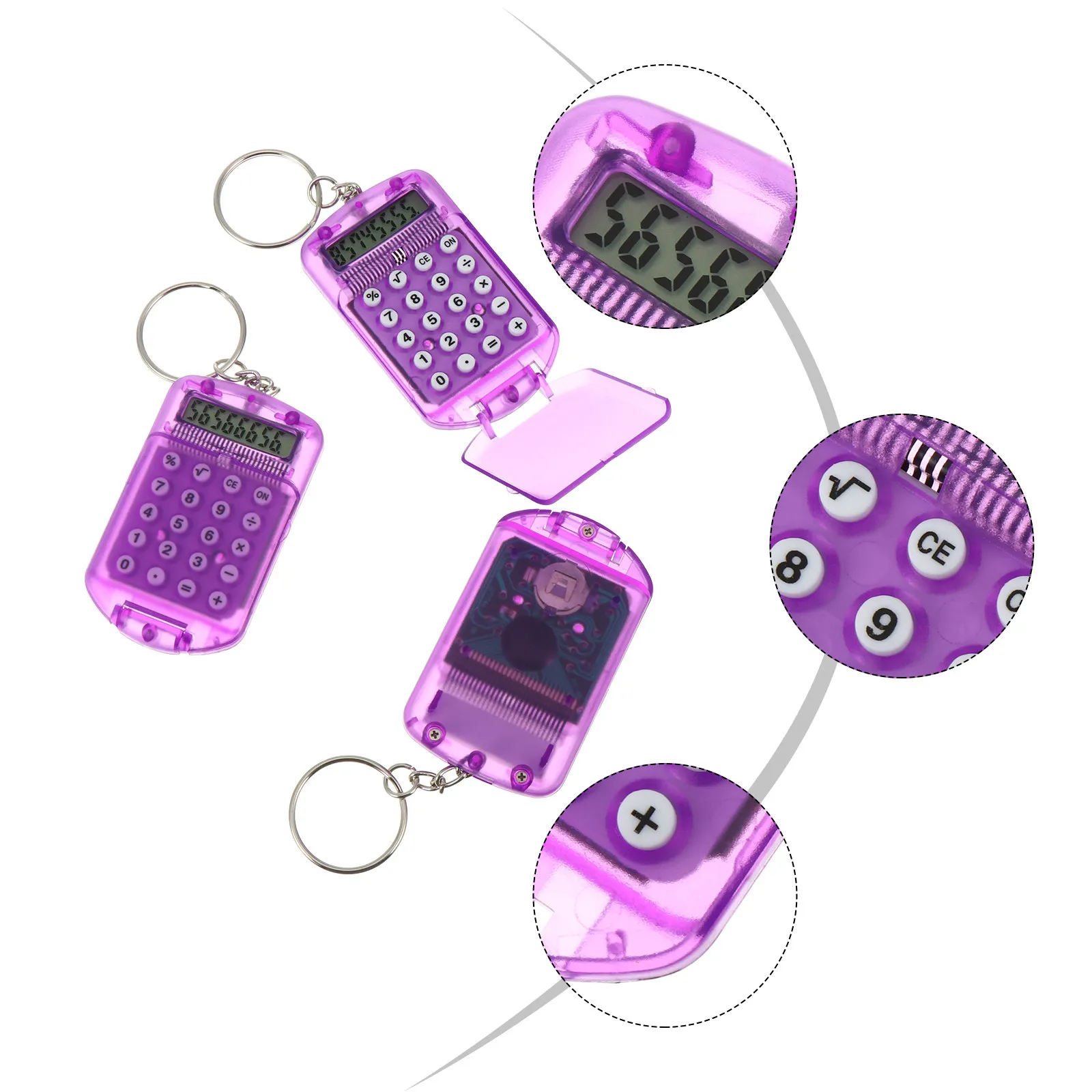 

3Pcs Mini Electronic Calculator Portable ABS Material 8 Digits LCD Calculator Keychain for Office School