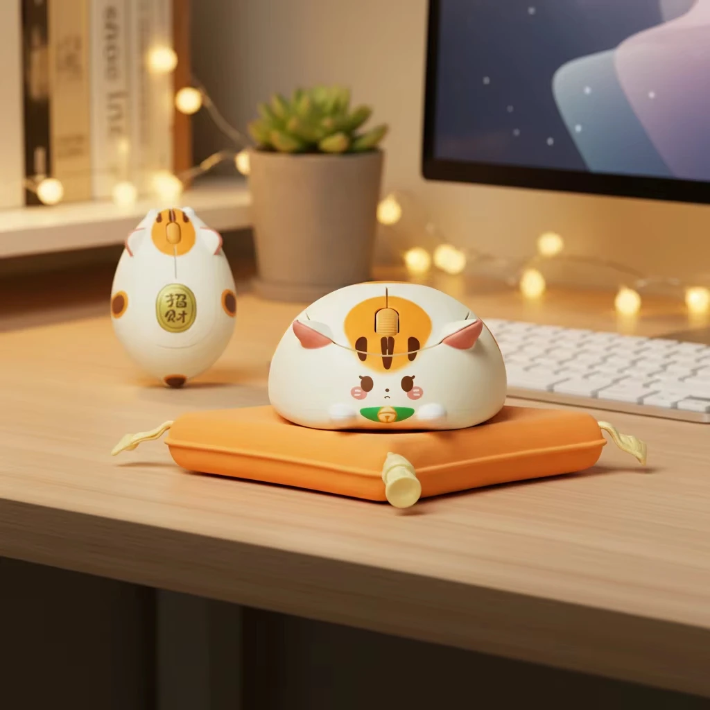 Cute Cat Animal Wireless Mouse For Girls,2.4G 3-Mode Connection Portable/Ergonomic Design Optical Mouse For PC Laptop Computer