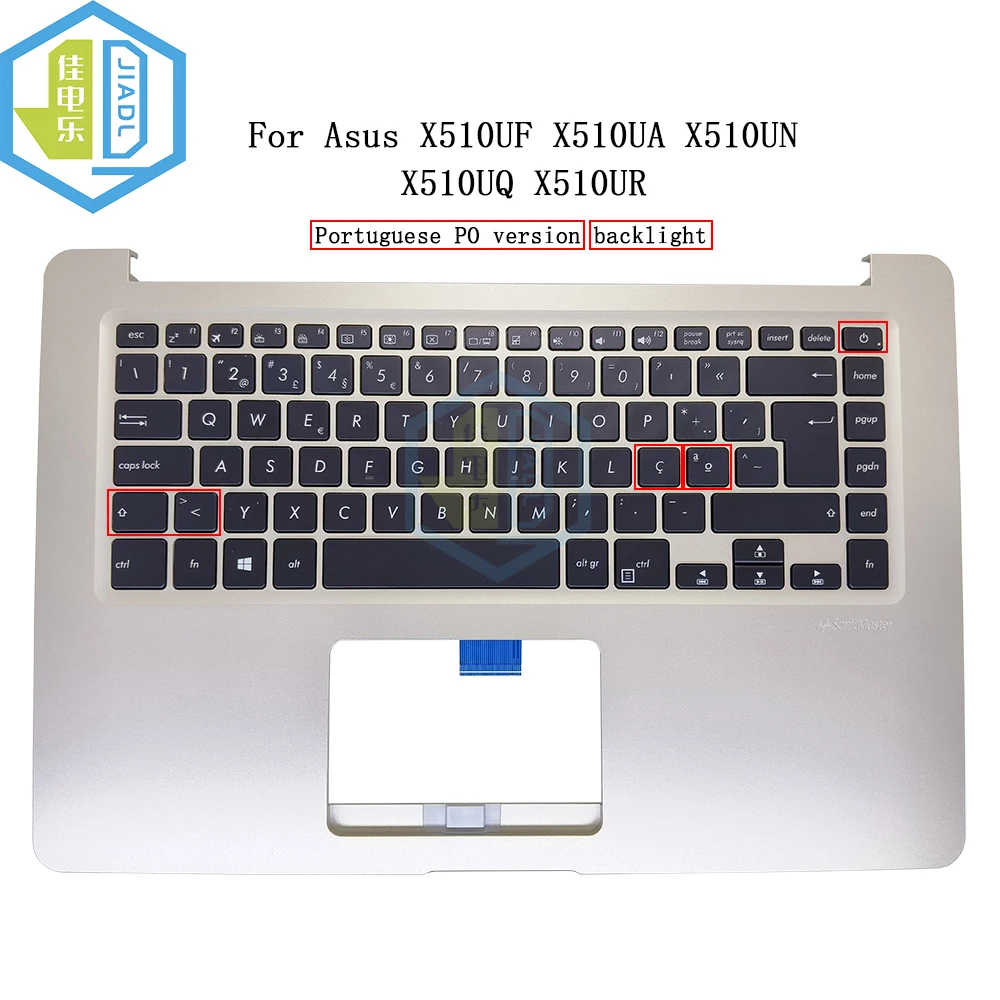 

Laptop PT Portuguese Keyboard Backlight Palmrest For ASUS Vivobook X510 X510UN X510UR X510UA S510 S510UQ X510UF 90NB0GS1-R30201