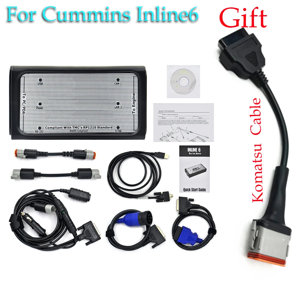 For Cummins INLINE 6 V8.7 V7.62 Data Heavy Duty OBD2 Connect Cable Wire Line Truck Original  Diagnostic Cable 12Pin For Komatsu