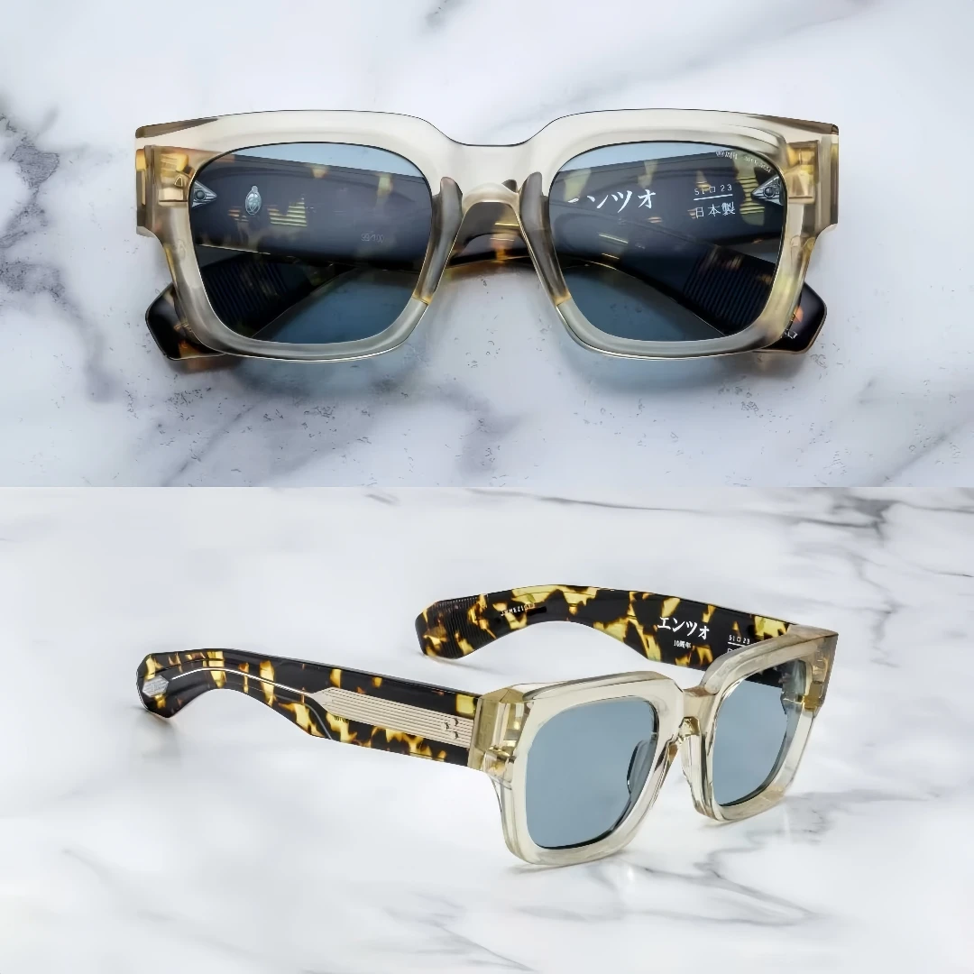 

JJMM Sunglasses ENZO Updated Version Luxury Vintage Fashion Trend Retro Square Style Solid Thick Acetate Unisex A+ Top Quality