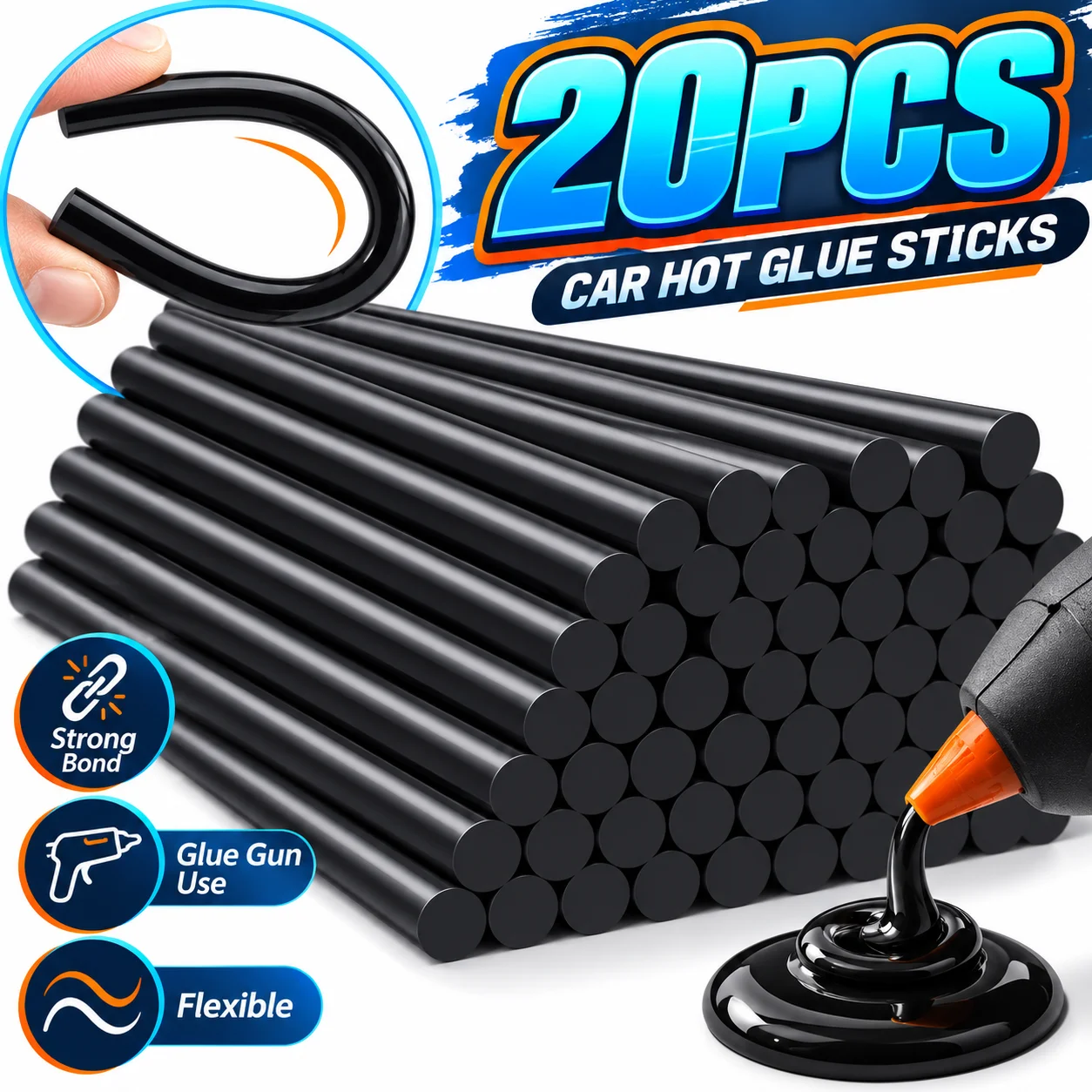 Black Hot Melt Glue Sticks for Electric Glue Gun Craft Album Alloy Accessories Car Dent Paintless Sealing Repair Festival Decor