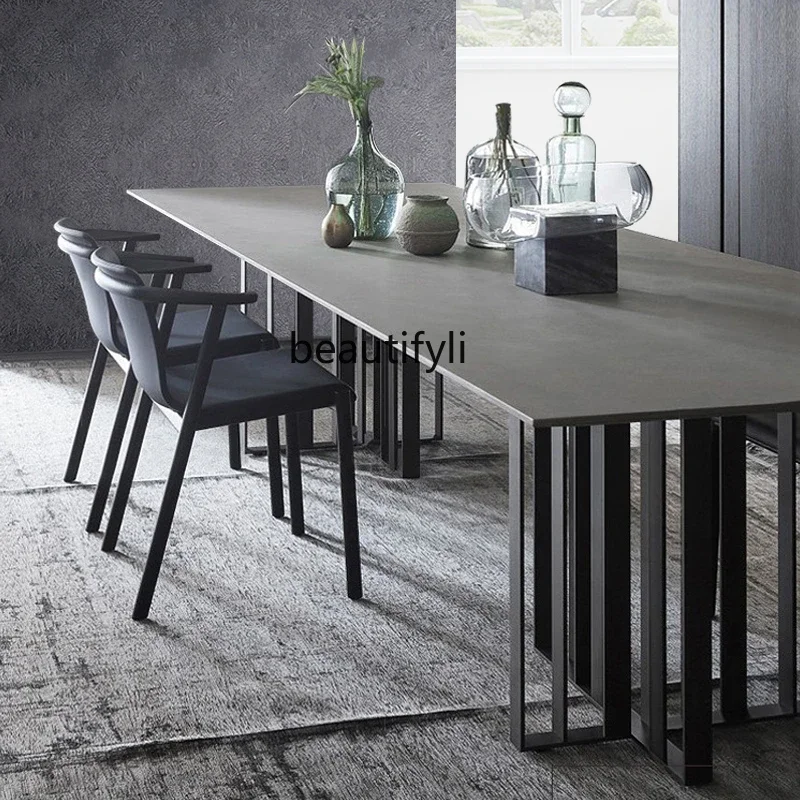 

A13 Italian-Style Light Luxury Stone Plate Dining Table and Rectangular Modern Minimalist Work Conference Combination