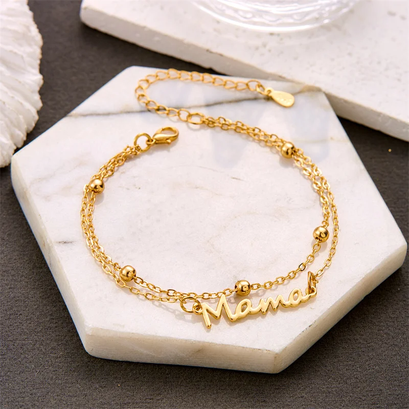 Thanksgiving Mama Letter Pendant Bracelet For Women Mom 3 Colors Link Chain Bracelet Fashion Jewelry Mother's Day Gift Wholesale