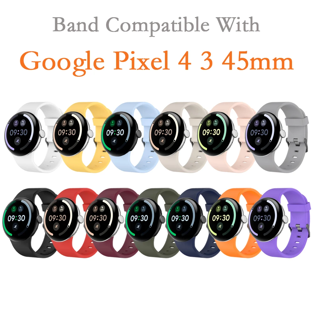 Per Google Pixel 4 3 45mm Band Sport Silicone traspirante Classic Buckle Uomo Donna Cinturino per Google Pixel 4 3 45mm Band