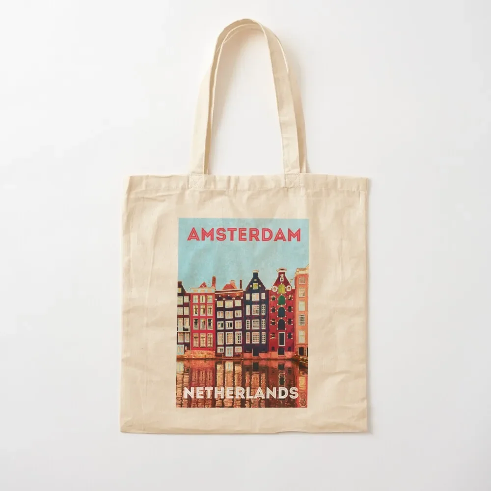 

Amsterdam Netherland colorful canal houses Tote Bag tote custom Women's custom bags Fabric