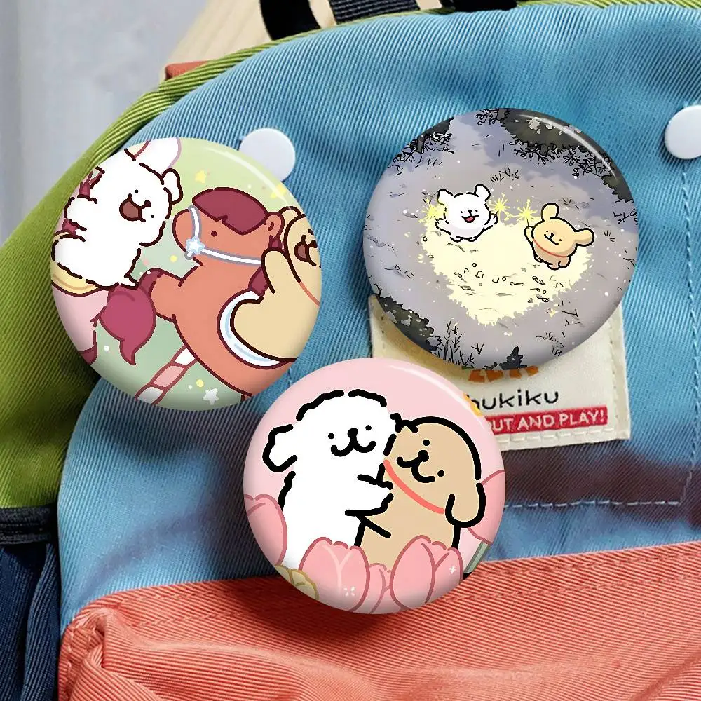 Cute Cartoon Line Dog 32/44/58MM Customizable Button Pins Cute Funny Creative Badge Jewelry Decor Gifts for Friends
