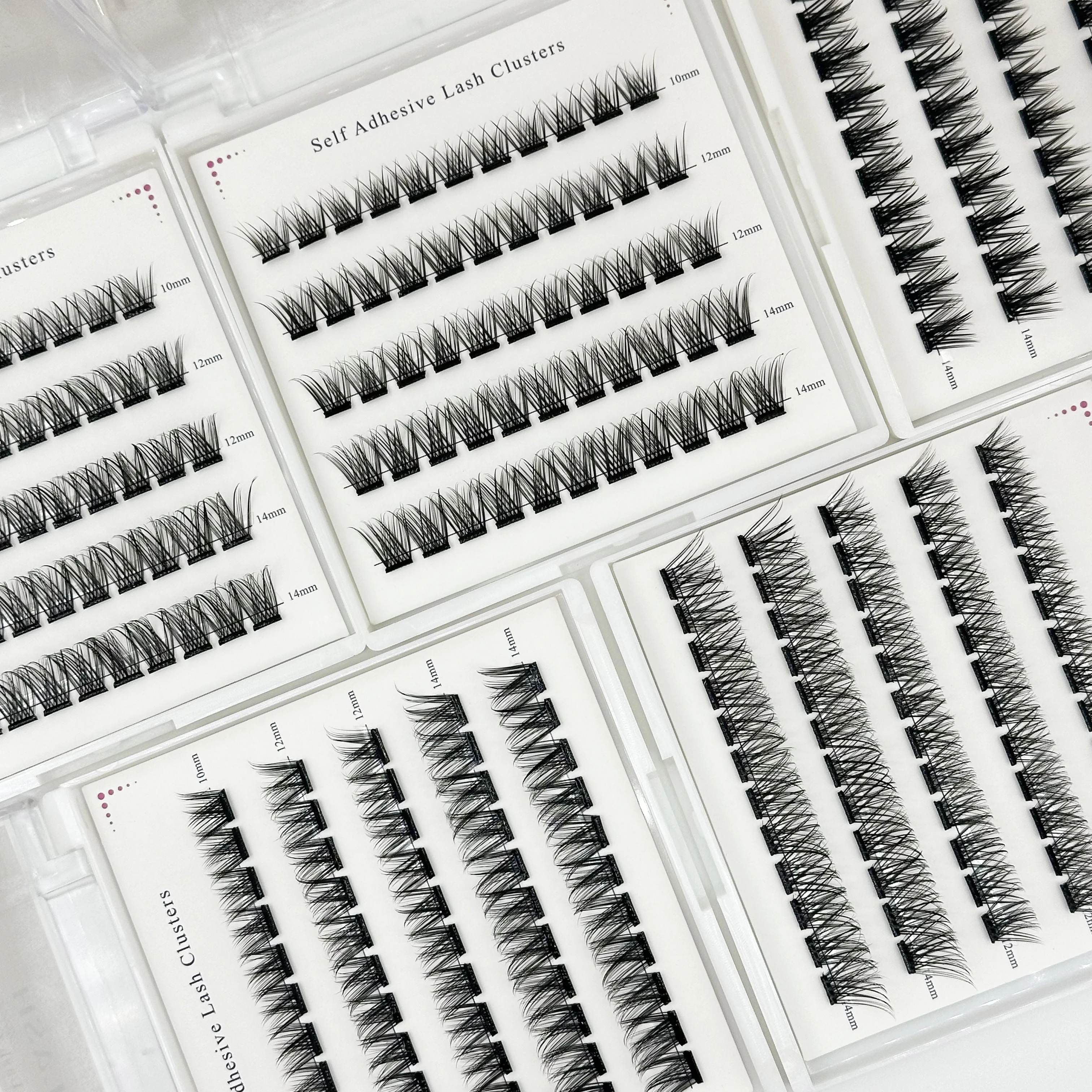 NUOLASH Vegan Press on Wispy Lashes Self Adhesive Long Lasting Pre Glued Cluster Lash Extensions Strong Hold 7 Days Private Logo