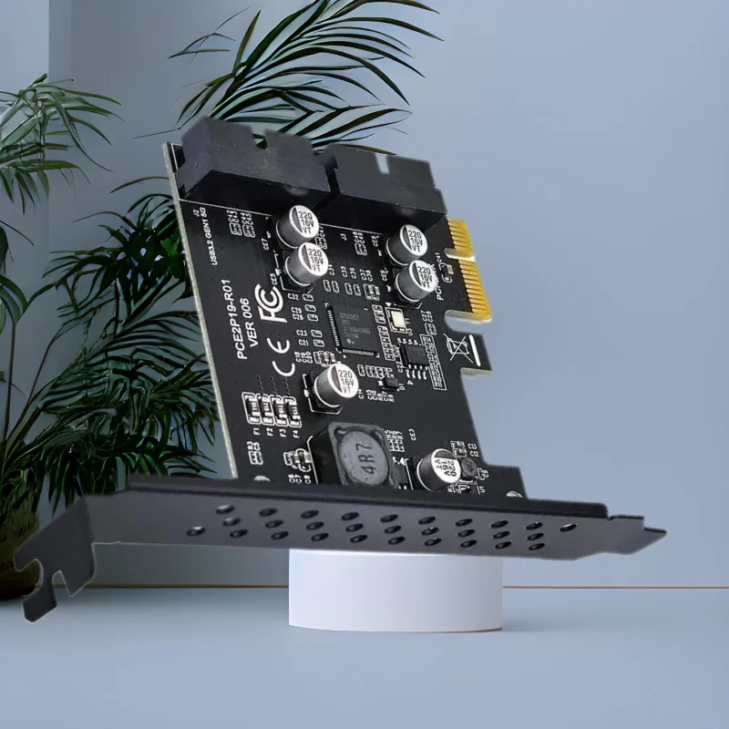 PCIE to Dual 19Pin Expansion Card 2Port 19Pin Convert to 4 Port USB3.0 Riser Card USB3.2 GEN1 5Gb Support USB Device for Desktop