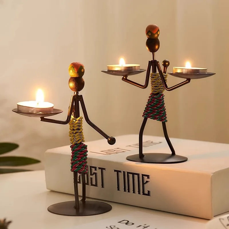 Light Luxury Table Decoration Candle Holder Iron Home Romantic Candlelight Dinner Metal Candle Holder Knick-knack Props