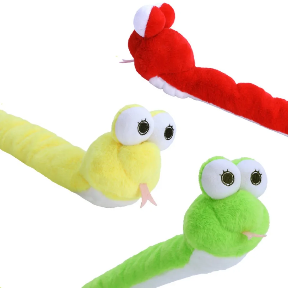 Fun Simulation Snake Year Slap Bracelet Circle Toy Soft Plush Doll Slap Bracelet Cartoon Rodent Cute Snake Plush Wrist Band Kids