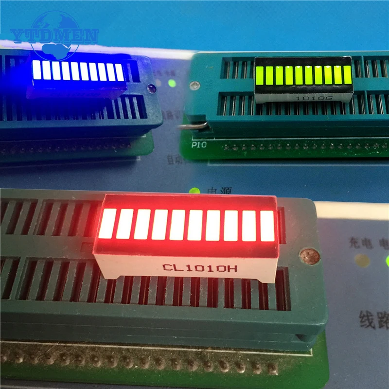 5 sztuk moduł wyświetlacza LED Ultra jasny czerwony niebieski zielony pasek świetlny, 10-segmentowa cyfrowa rura LED 20 pinów 8 znaków 25x10mm dla Arduino