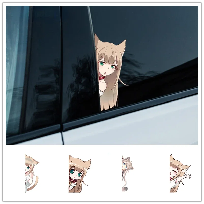

Anime Cat Girl Peeking Vinyl Car Stickers Air Conditioner Waterproof Occlusion Scratch Cartoon PVC Decal