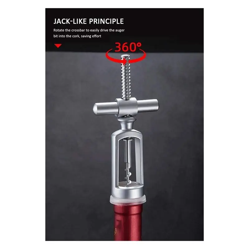AS94-1 Pcs Zinc Alloy Corkscrew Red Wine Bottle Opener Simple Household Wine Cork Opener Wine Cork Remover Kitchen Drinkware - view 4