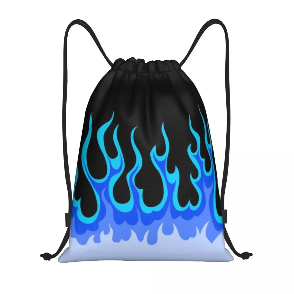 Blue Hot Racing Flames Drawstring Backpack Women Men Gym Sport Sackpack Foldable Shopping Bag Sack