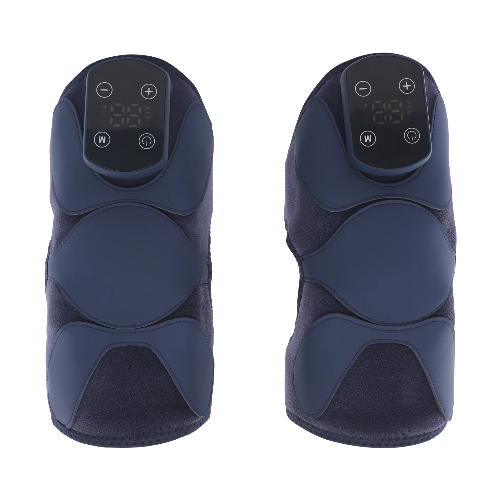 แผ่นรองเข่านวดไฟฟ้าสีน้ำเงินเข้ม 5V, เครื่องนวดเข่า, เครื่องนวดเข่าแบบให้ความร้อนและสั่นสะเทือนสำหรับรอบต้นขาสูงสุด 16.9 นิ้ว