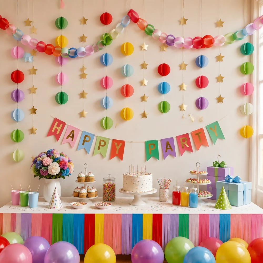 Hängende Partydekorationen Papierketten-Girlande Vorgeschnittene Papierstreifen für DIY-Bastelarbeiten aus Papier für Geburtstagsfeiern – Detail 3