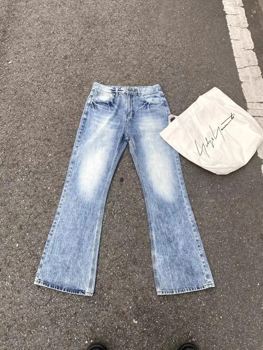 

2025 New Vintage Fashion Loose Wide Leg Jeans Men Women Style Color Block Micro Flared Denim Pants Long Trousers Zipper Fly