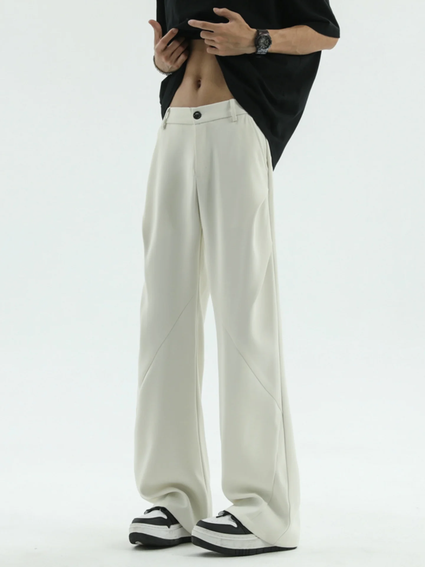 

Мужские повседневные брюки с широкими штанинами, свободного кроя, прямые, плиссированные, струящиеся, осенние, новые, модные, повседневные брюки