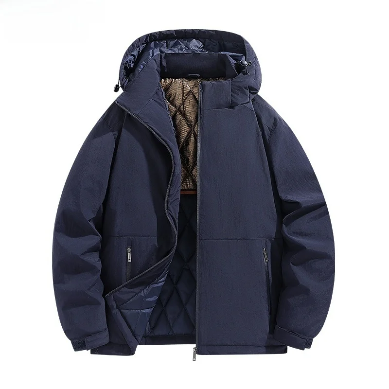 

Winter aphene Men's Casual Jaet Removable Hat Windproof Thiened Nylon Youth Trend Loose Fit Regular Length Coat