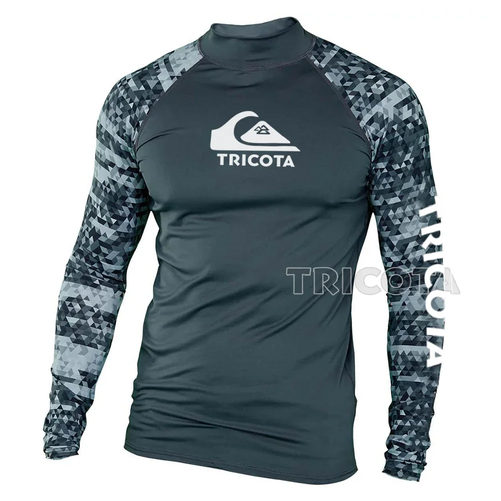 Men Surfing Swimwear Rash Guards Long Sleeve T-shirt Beach UV Protection Diving Swimsuit Water Sports Motorboat Boxing Wear Tops