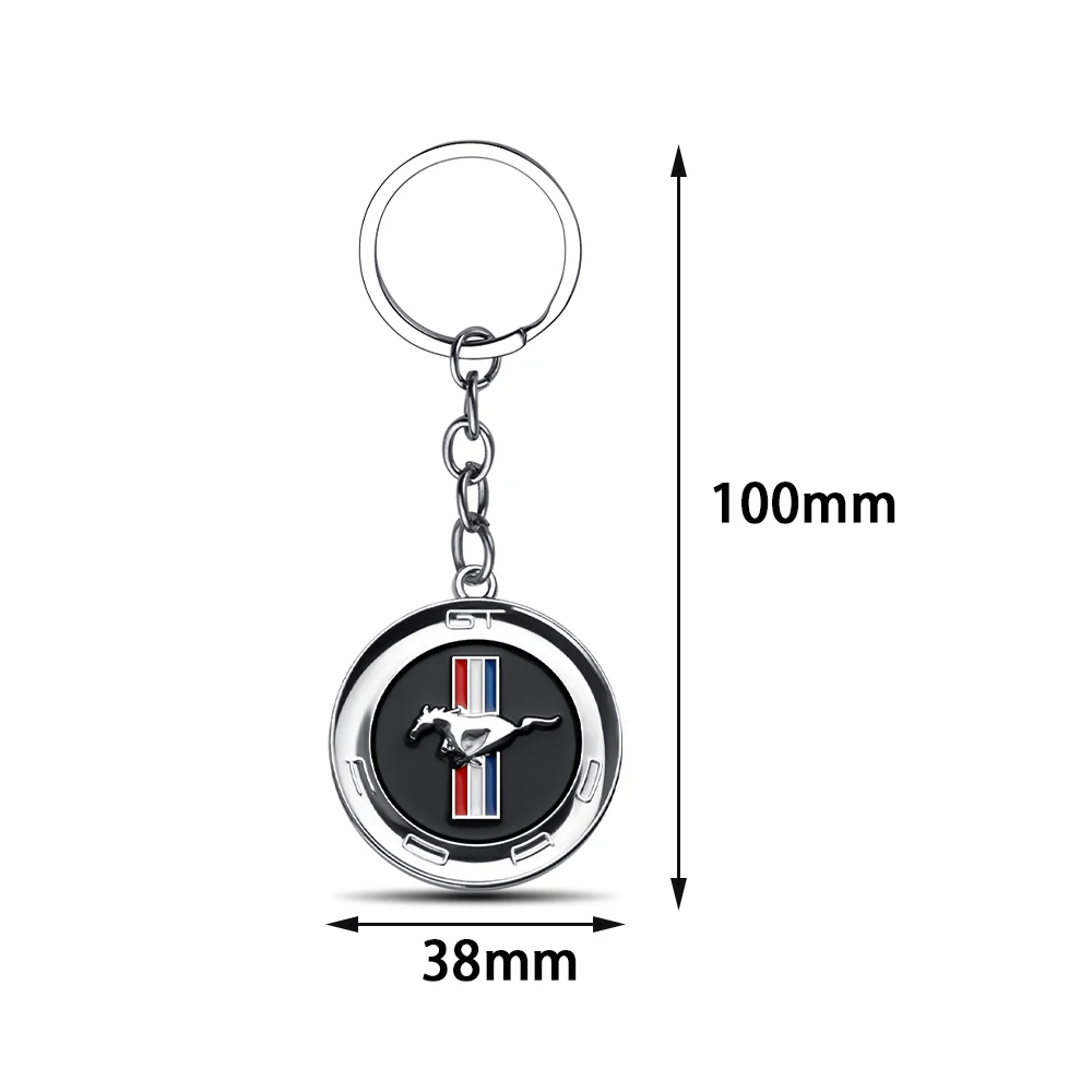Hub Cap Mustang Keychain Metal Car Keychain Bulk Running Horse Emblem Badge Keyring Key Chain For Ford Focus Kuga Everest Mk7