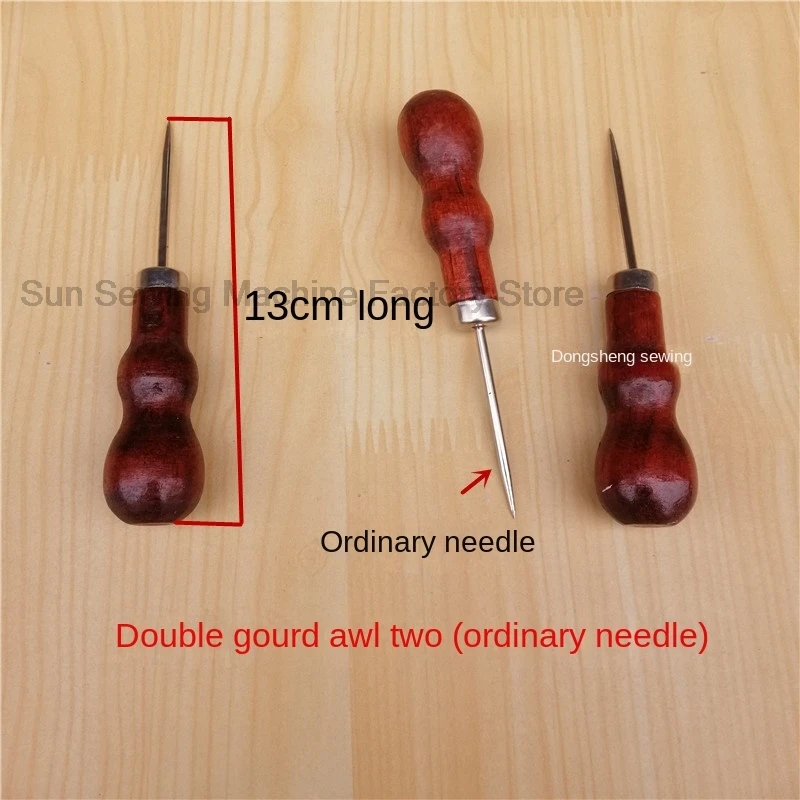 1 buah alat Awl jarum kait Crochet semua baja memilih garis posisi perforasi Pin pukulan mesin jahit alat pegangan kayu penusuk