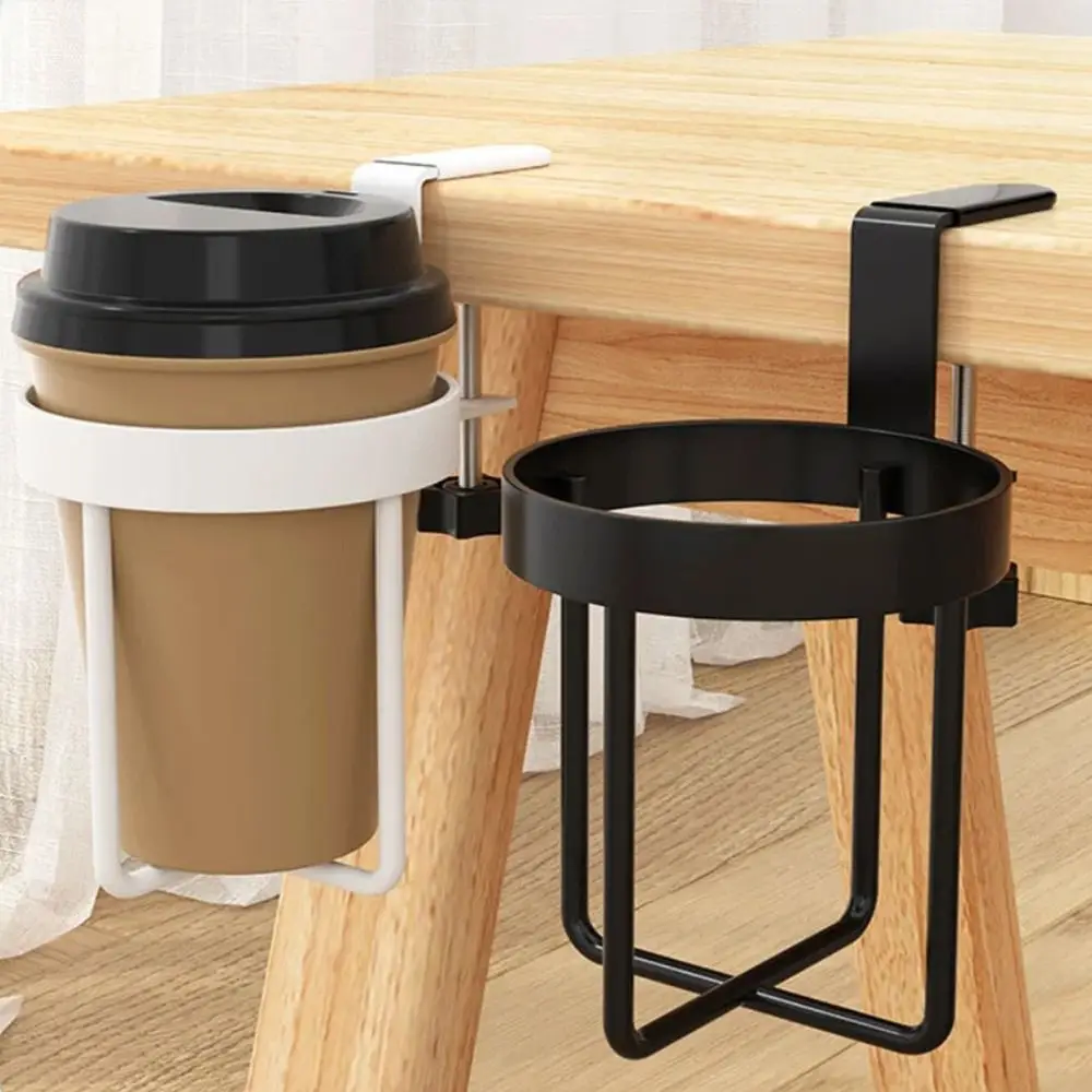 

2 in 1 Clip-on Cup Holder Metal Rust Proof Cup Hanging Storage Holder Sturdy Durable Desktop Mug Rack Water Bottles