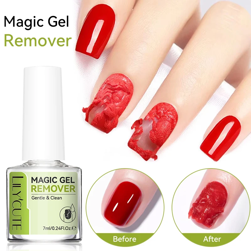 LILYCUTE 7ml Magic เล็บเจล Remover Gentle Quick Clean เล็บเคลือบเงา UV LED Soak Off เล็บเครื่องมือกําจัดเล็บ