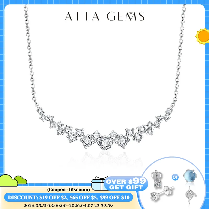 

ATTAGEMS D VVS1 Color Luxurly Moissanite Necklace for Women Silver 925 Yellow Gold Plated Pendant for Wedding Anniversary Gift