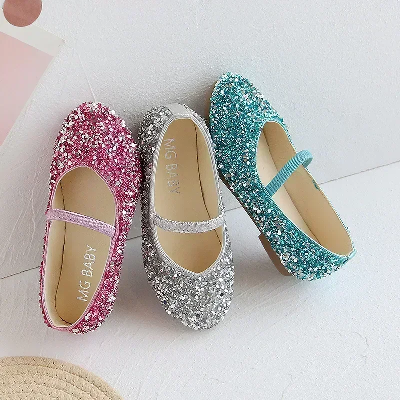 

Children's Party Dress Shoes for Girls Glitter Flat Kids Princess Shoes Comfortable and Breathable for Weddings and Banquets