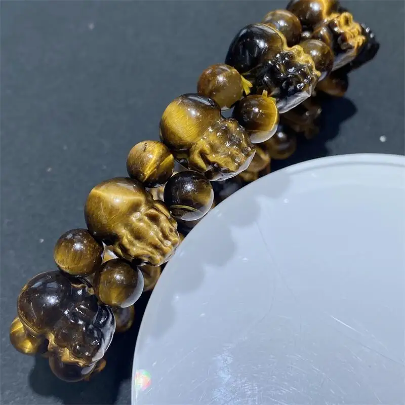 

11.7X17.5X11.3MM Natural Yellow Tiger Eye Stone Pixiu Bead Bangle Fashion Gemstone For Women Healing Reiki Holiday Gift 1pcs